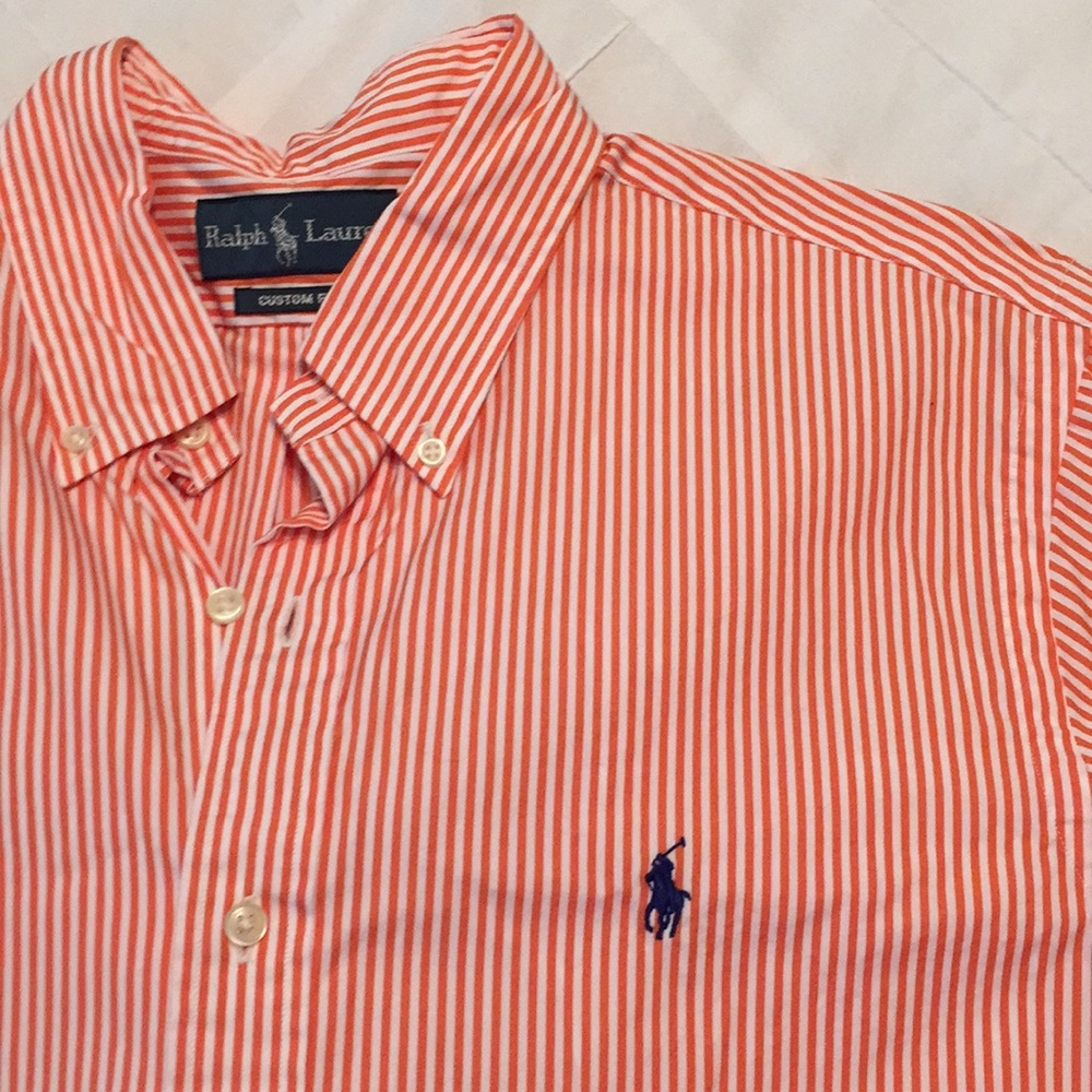 Orange stripe long sleeve Polo